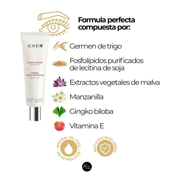 Crema para párpados hidratante tonificante y anti arrugas y pliegues