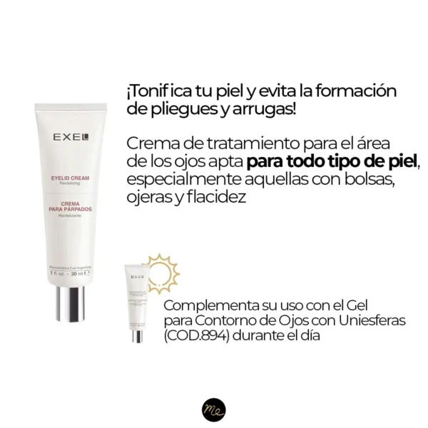 Crema para párpados hidratante tonificante y anti arrugas y pliegues