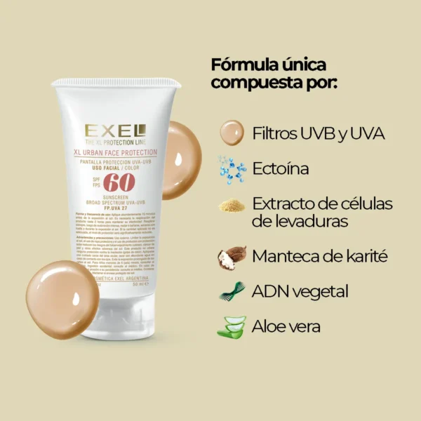 Protector bloqueador solar facial SPF 60 con color xl urban