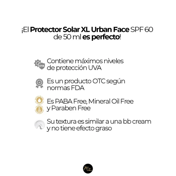 Protector bloqueador solar facial SPF 60 con color xl urban