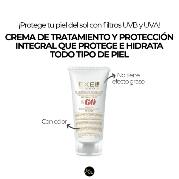 Protector bloqueador solar facial SPF 60 con color xl urban